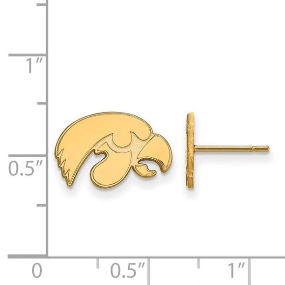 14k Yellow Gold University of Iowa XS (Tiny) Mascot Post Earrings - Picture 2 of 3